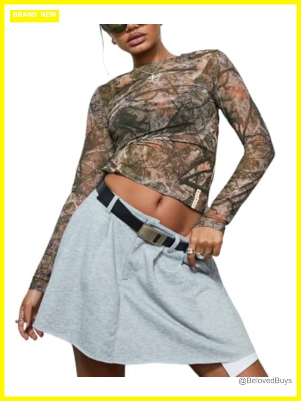 Sheer Mesh Long Sleeve Tee See Through Party Club Top